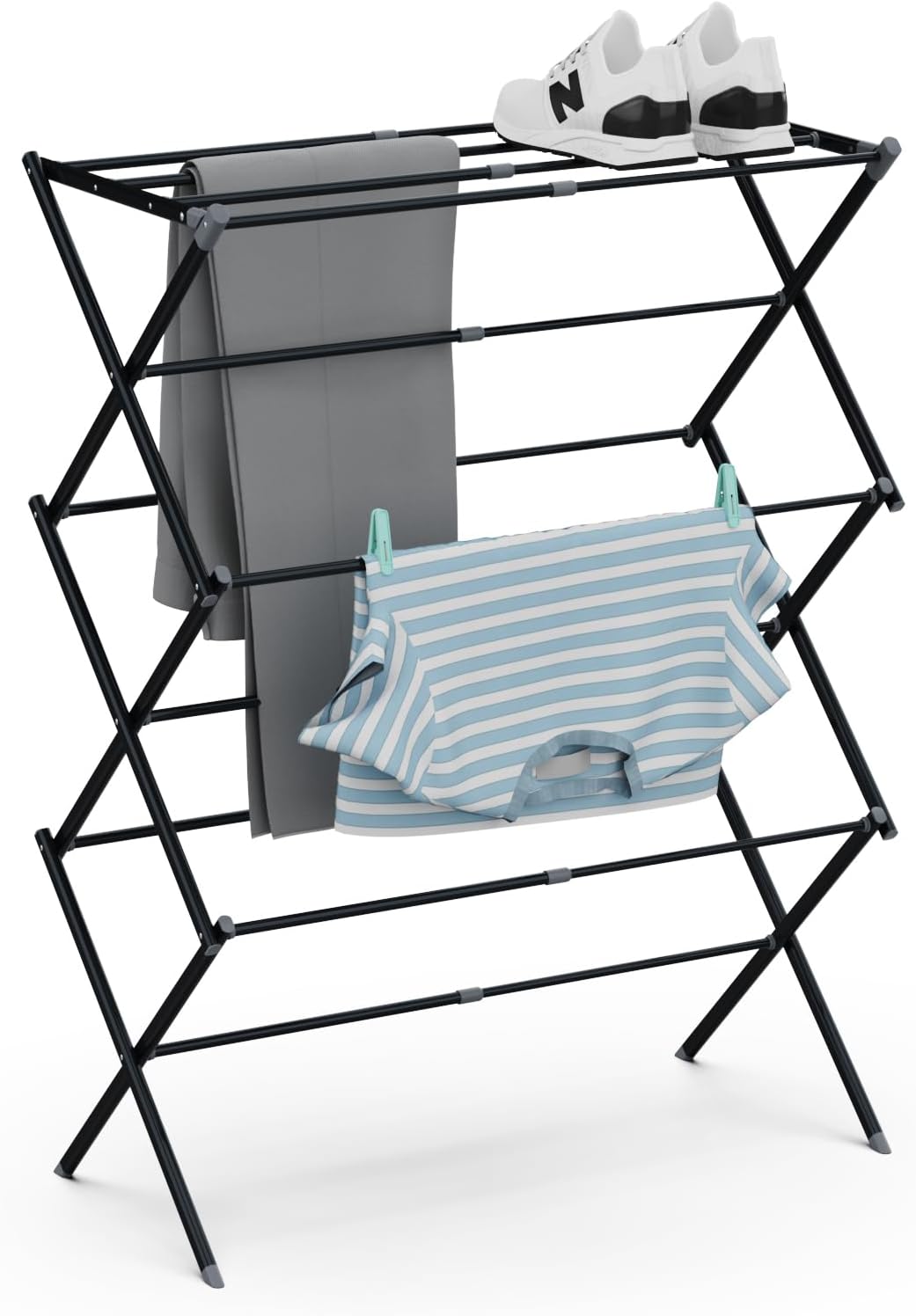 Drying Rack for Laundry, Foldable Clothes Drying Rack, Small Collapsible Dry Rack for Clothes, Use for Indoor & Outdoor Drying Clothes, Black 40