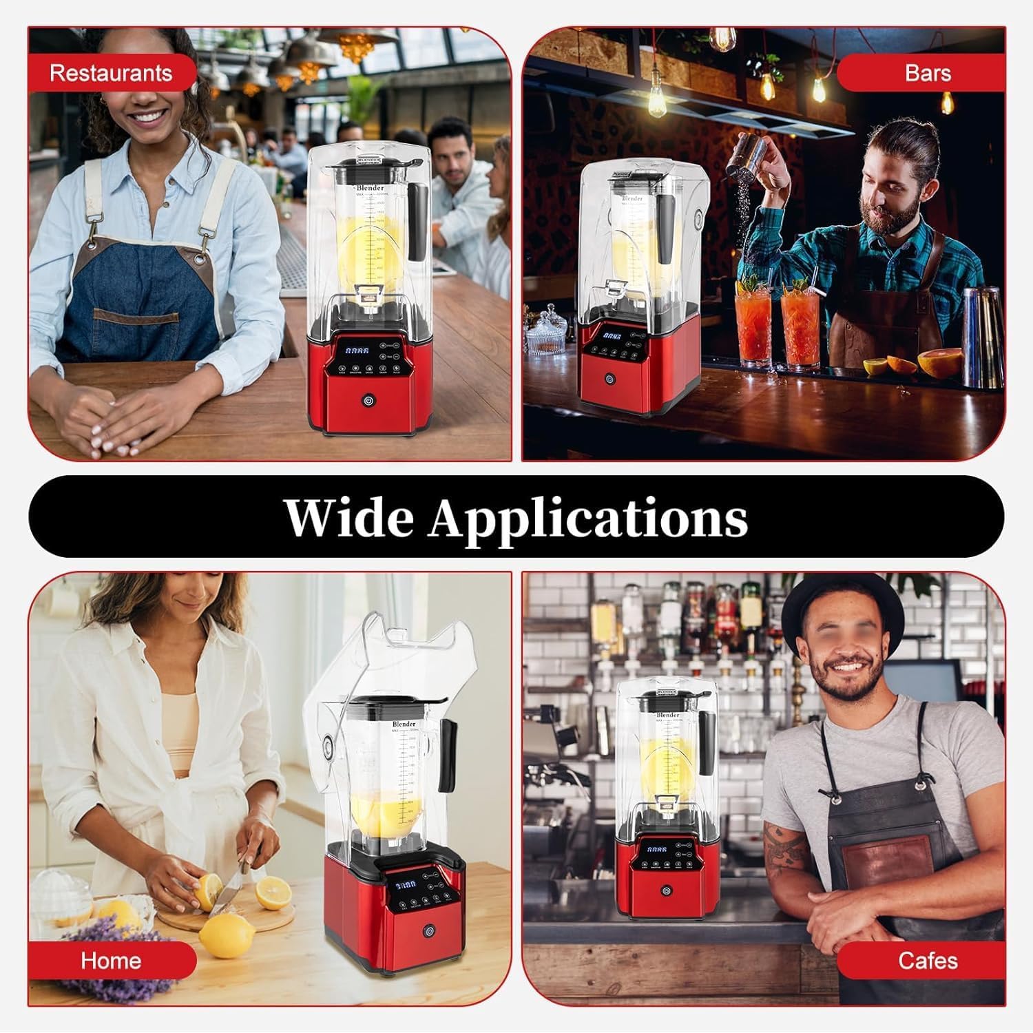 Smoothie Blender,Commercial Quiet Blender, 2200 Watt Professional Countertop Blender,with BPA-Free 80oz Pitcher, Built-in Pulse &15-speeds Control,for Puree, Crush Ice, Smoothies(Black)