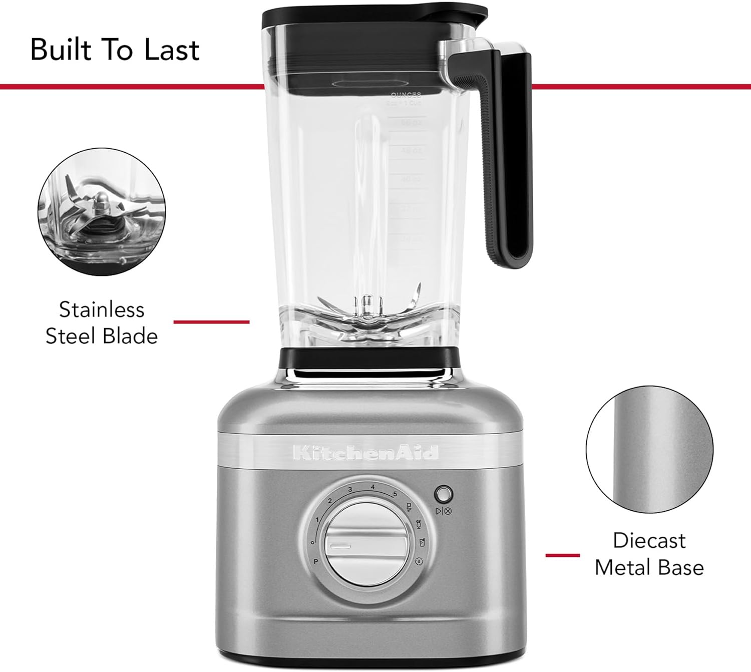 KitchenAid K400 Variable Speed Blender with Tamper - KSB4028 - Contour Silver