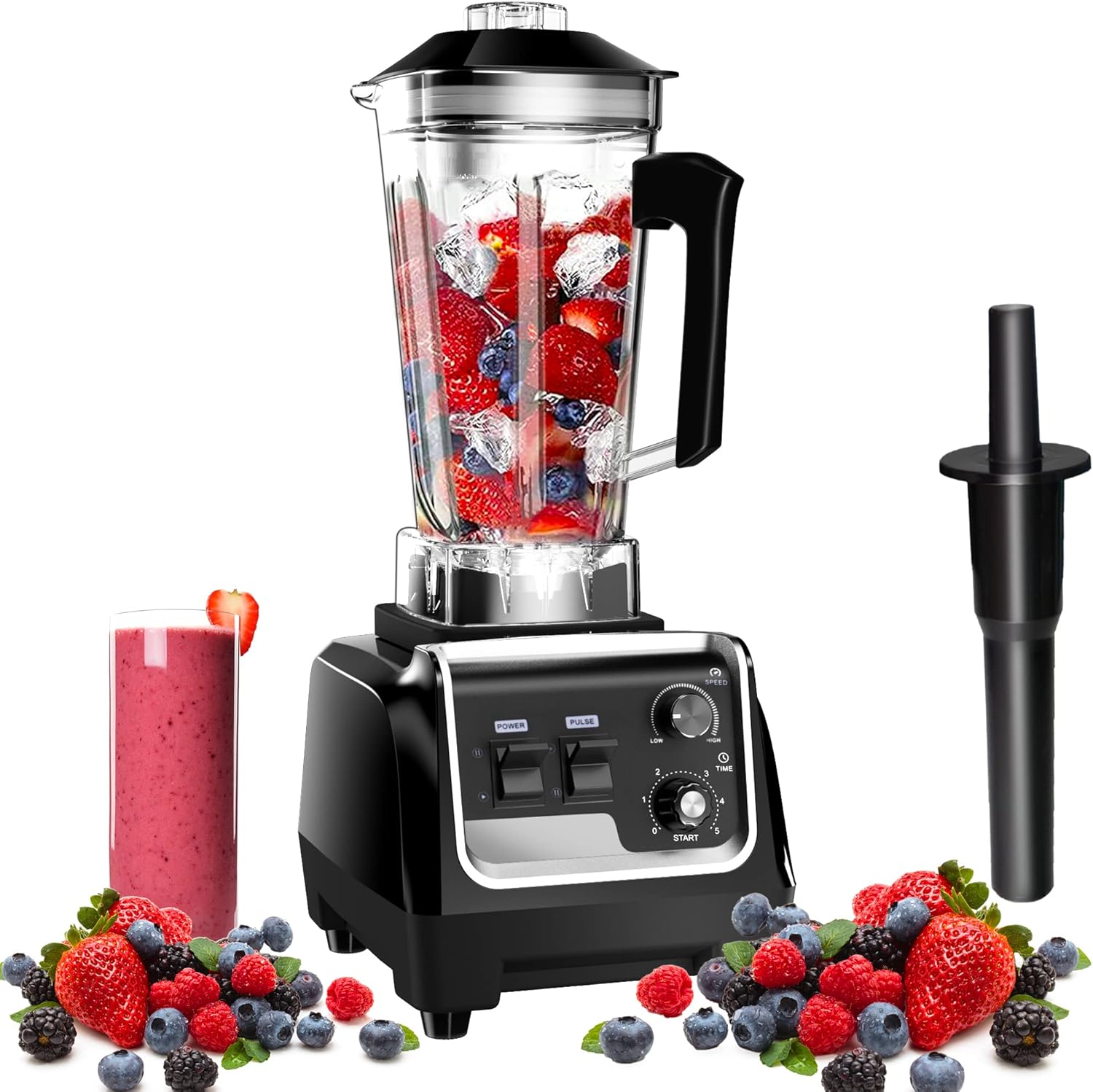Professional Blender, 2200W High Power Food Blender with Timer, Heavy Duty Ice Blender, 68 OZ Smoothie Maker for Crushing Ice, Frozen Fruit, Fish