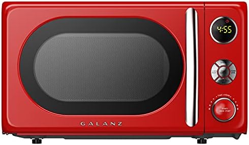 Galanz GLCMKA07RDR-07 Microwave Oven, LED Lighting, Pull Handle Design, Child Lock,Retro Red, 0.7 Cu.Ft
