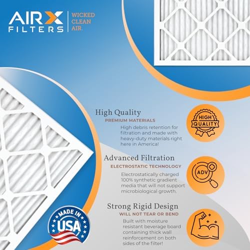 10x20x1 Air Filter MERV 13 Rating, 12 Pack of Furnace Filters Comparable to MPR 1500-2200 & FPR 9 - Made in USA by AIRX FILTERS WICKED CLEAN AIR.