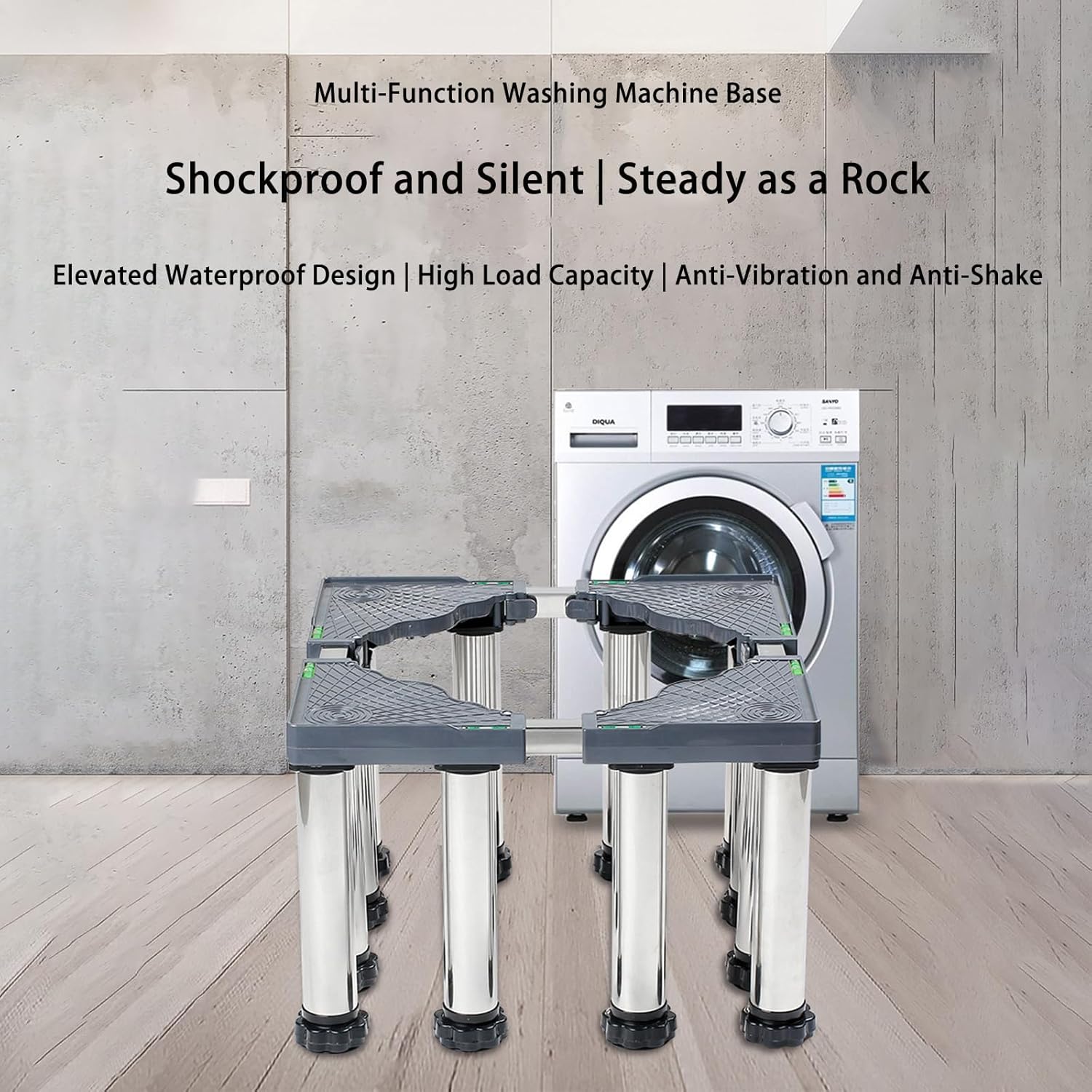 Mini Fridge Stand Adjustable 17.7-27.6in (W/L) Dryer Pedestal with 12 Strong Feet Heavy Duty Washing Machine Stand Base Universal Laundry Platform for Home Appliance Gray (11.4-12.6in High)