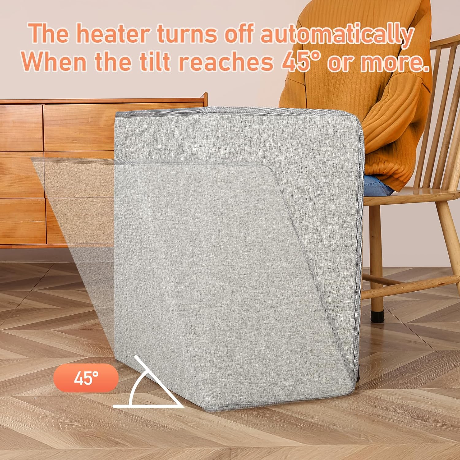 Portable Space Heater for Office & Home, Safe for Legs, Ankles, Foldable Silent and Energy Efficient With Thermostat & Timer and Auto Shut Off