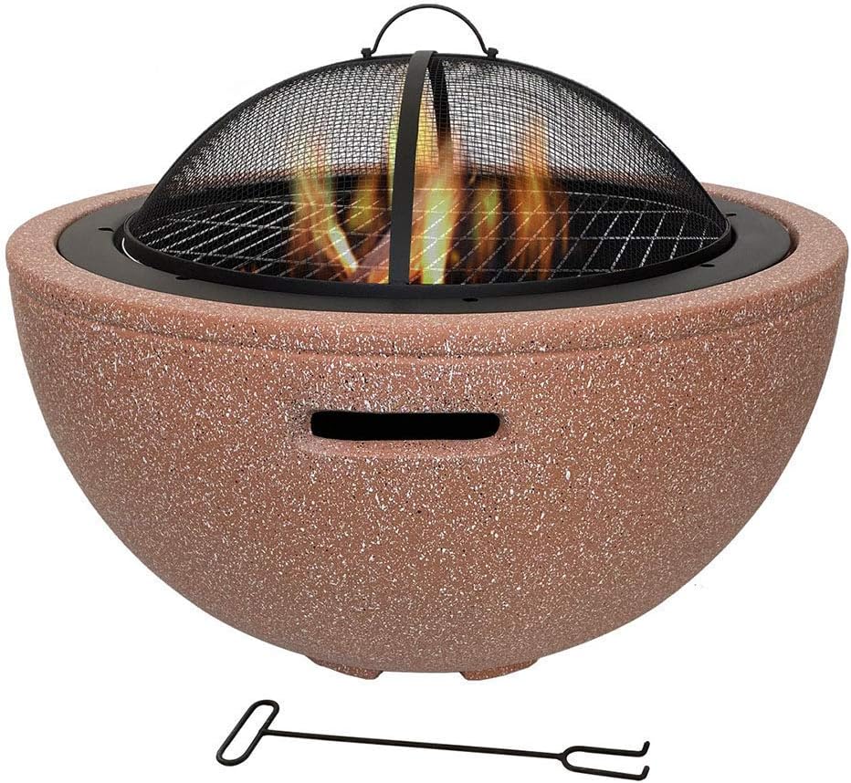 Fire Pit Garden,Fire Bowl for Garden and Patio Outdoor Garden Fire Pit with Mesh Cover 75.5 * 55cm Fire Pit with Grill Shelf