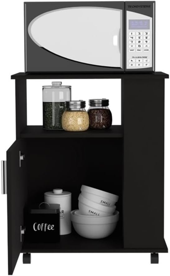 Tuhome Modern Engineered Wood Black Kit Lower Microwave Cabinet