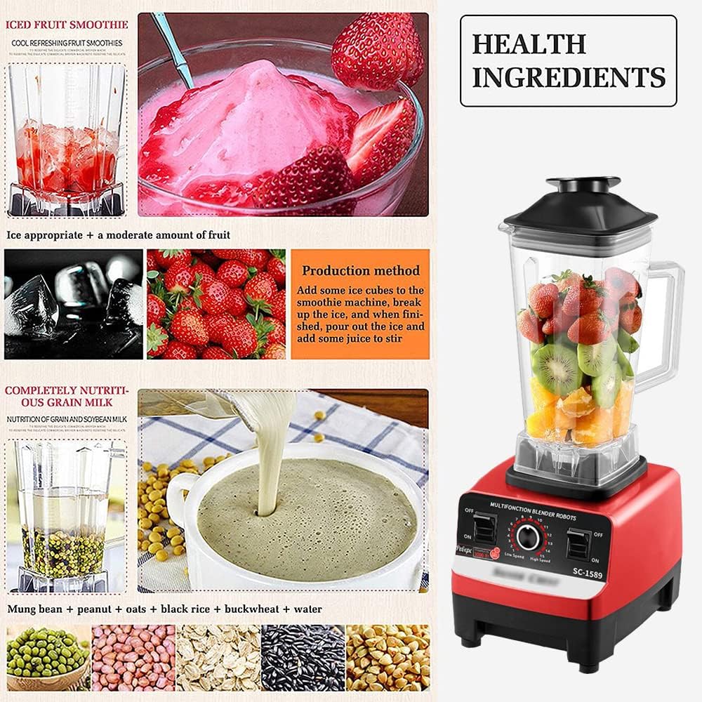 Multifunctional Ice Crusher, Smoothie Blender, High Power Blender, 2L Large Capacity Commercial Blender Milkshake Maker