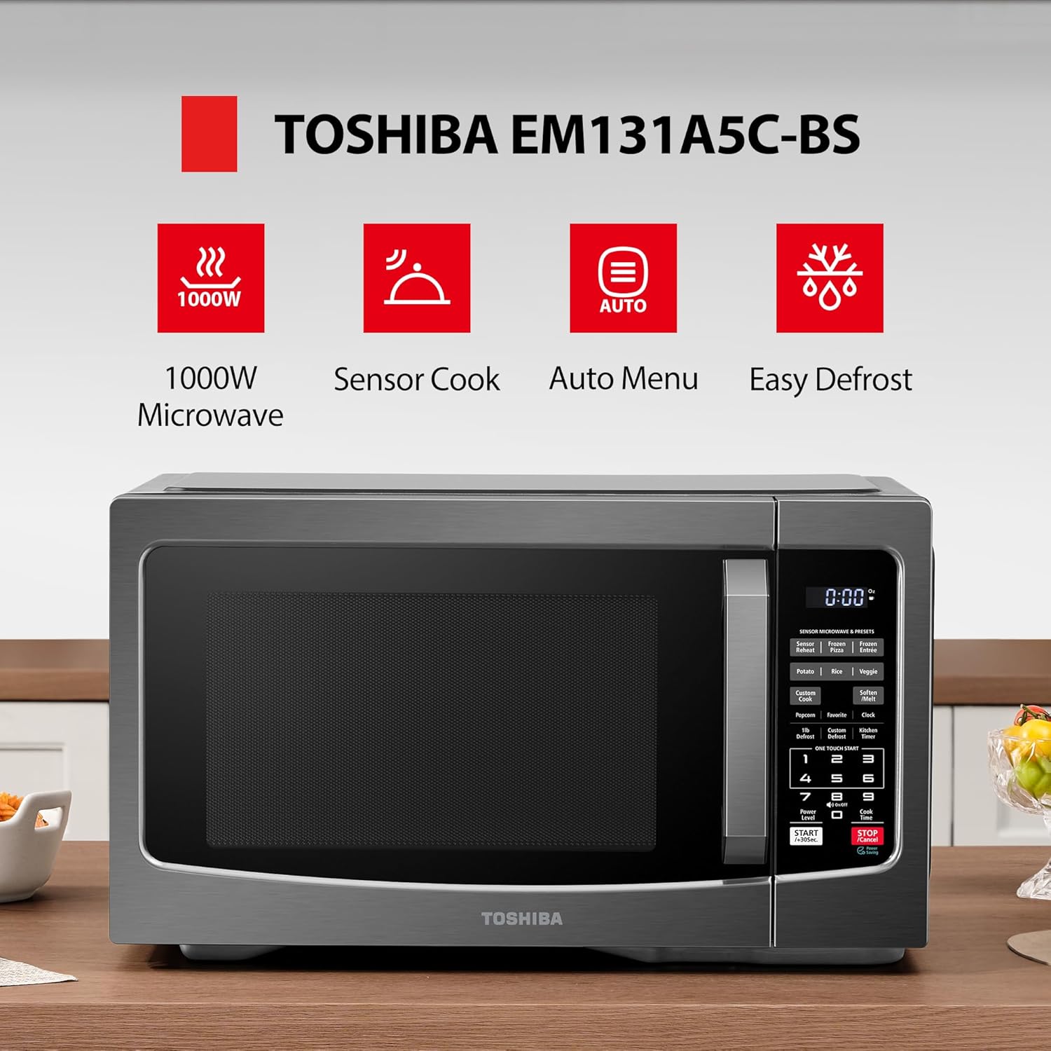 TOSHIBA EM131A5C-BS Countertop Microwave Ovens 1.2 Cu Ft, 12.4