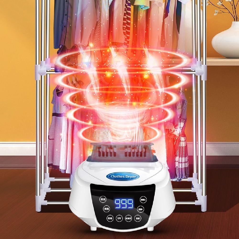 Portable Clothes Dryer, 2300W Mini Portable Electric Laundry Dryer, Super Quiet Warmer Drying Rack With Remote Control 8 Gear Temperature Adjustment Dryer for Travel,RV, Home,Apartment