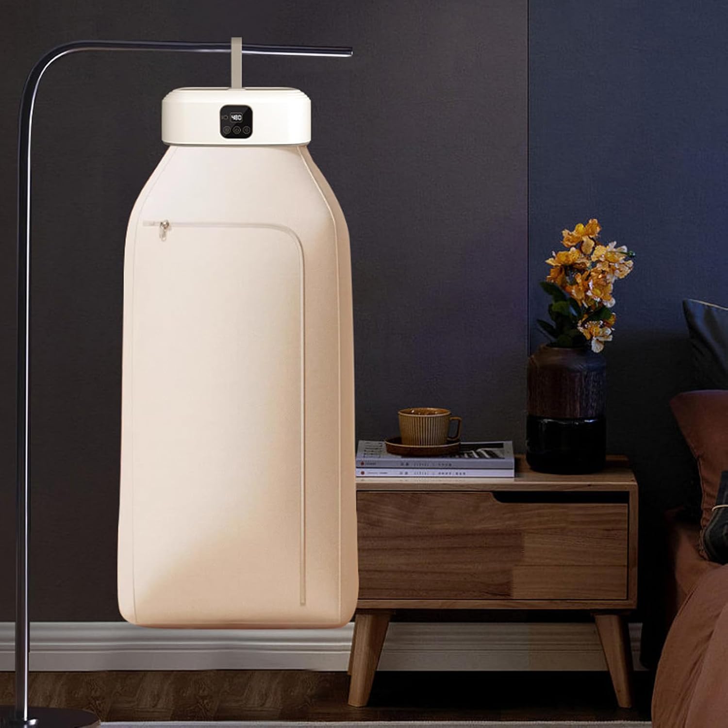 Portable Clothes Dryer, 600W Digital Display Foldable Electric Drying Machine Hanging Clothes Dryer Portable Dryer with 55-60°C Thermostatic Drying for Apartment Dorm RV Travel