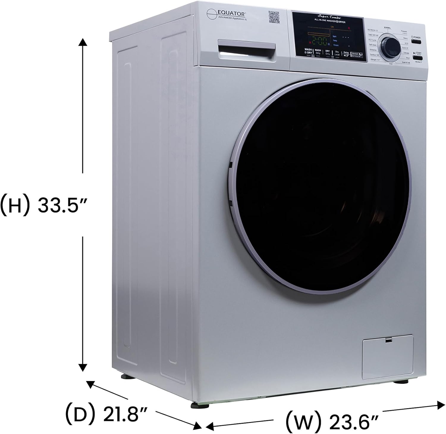 Equator LAUNDRY BUNDLE Silver COMBO Washer-Dryer 15lbs + Steam Dryer CLOSET 110V in Silver and Stainless