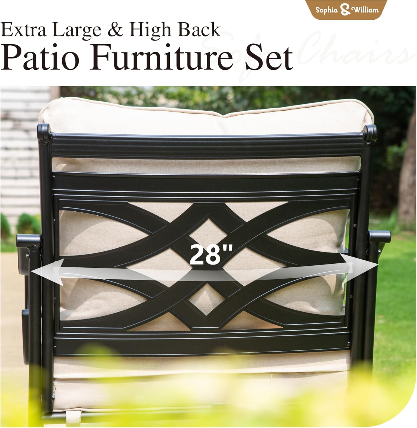Sophia & William 6 Piece Patio Furniture Set with Fire Pit, Outdoor Conversation Sets 7 Seat Clearance with 45
