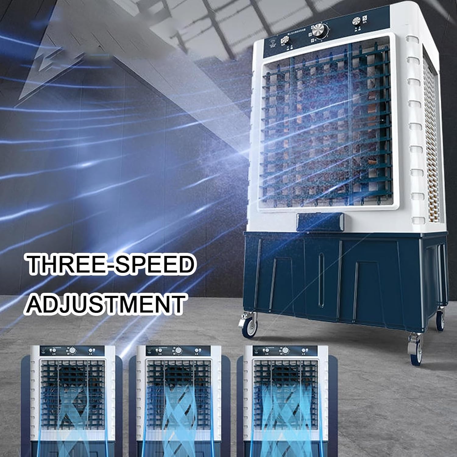 Generic Swamp Cooler Air Conditioner Portable Fast Cooling Strong Wind 3 Speeds 120° Oscillation With Ice Pack and Wheels for Outdoor Indoor Use