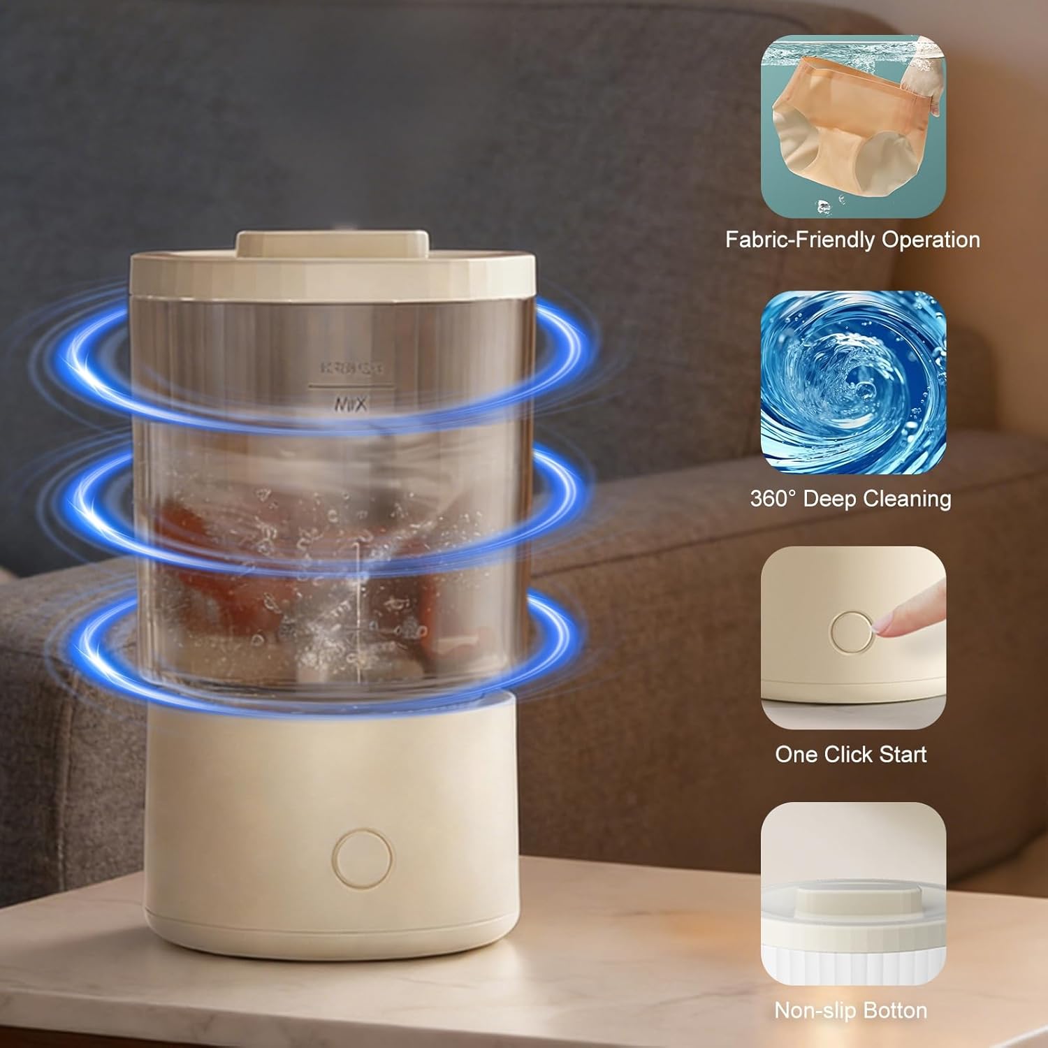 Portable Portable Turbo Washing Cup Electric Washer for Socks Underwear, Rechargeable Travel Washing Machine, Type-C Charging Charging