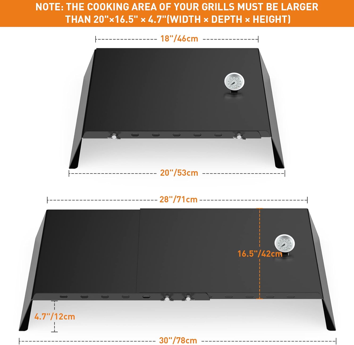 Skyflame Universal Metal Pizza Oven Kit with 20-30 inch Adjustable Width, Grill Top Pizza Oven Box for Most Gas Grills/Pellet Grill Conversion Kit