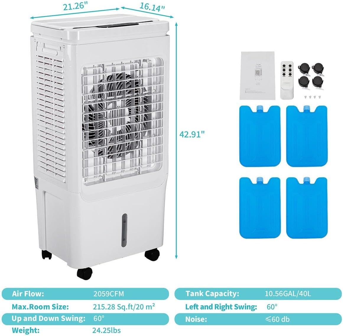Portable Air Conditioner Cooling Fan, 3 IN 1 Cooler Air Conditioner 42