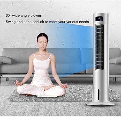 Evaporative Tower-Type Vaneless Fan and Humidifier with Remote Control and Timing Function, Adjustable Wind Speed, Portable Air Conditioner