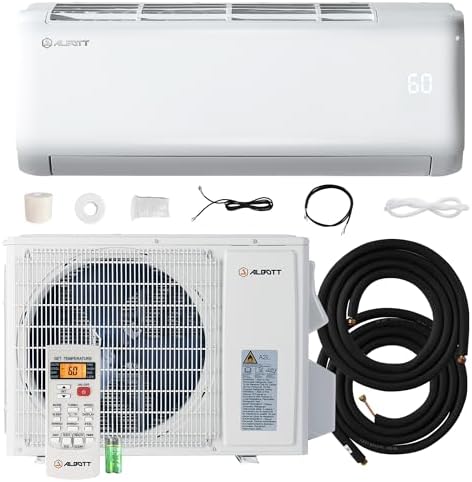 Albott Mini Split Air Conditioner Heat Pump, 9100 BTU, 20.5 SEER2, 115V Wall AC Unit with Remote Control, Cools & Heats Rooms up to 450 Sq.Ft, Includes 14.8ft Installation Kit