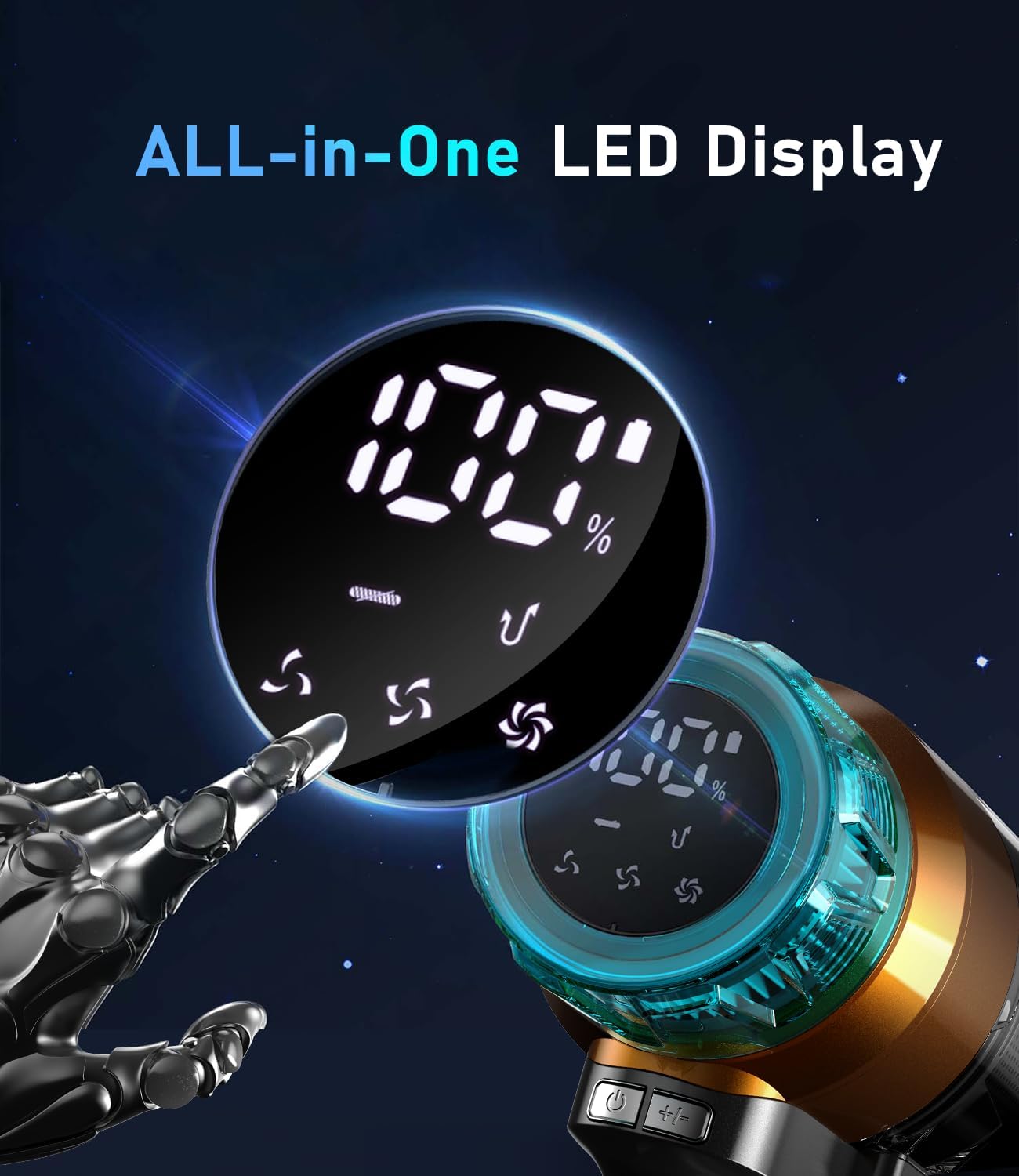 Cordless Vacuum Cleaner 600W 55Kpa Stick Vacuum,Up to 70 Mins, Vacuum Cleaners for Home Rechargeable Wall Mount OLED Color Screen Anti-tangled Vacuum for Car,Hardwood Floor,Carpets,Pet Hair EHBL