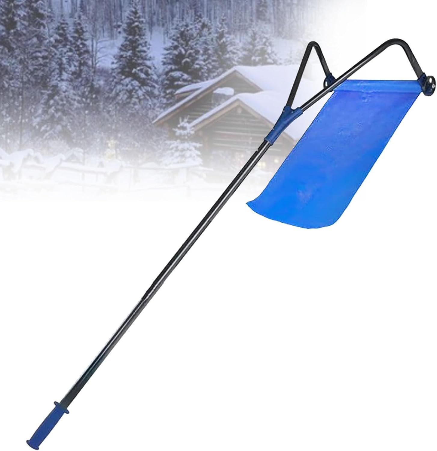 Lightweight Aluminum Snow Roof Rake - Efficient Roof Snow Clearing Tool for Vehicles and Roofs, Easy to Use, Durable, Black Snow Removal Solution