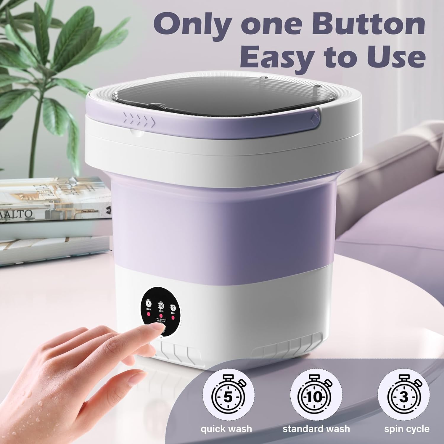 Portable Washing Machine, 7L/12L Upgraded Mini Washing Machine, Suitable for Small Clothes, Foldable Laundry Machine, Ideal for Dorm, Home, Hotel, Camping and Travel (Purple, 12L)