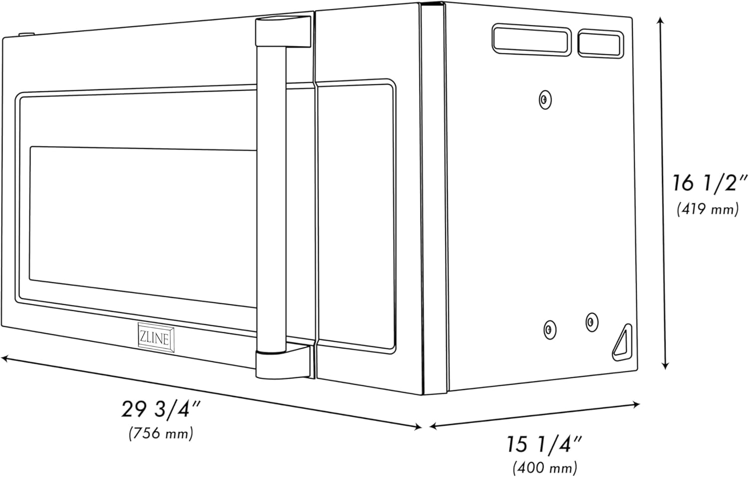 ZLINE 30 in. 1.5 cu. ft. Over-The-Range Microwave in Satin Stainless Steel with Traditional Handle and Set of 2 Charcoal Filters (MWO-OTRCFH-30-SS)