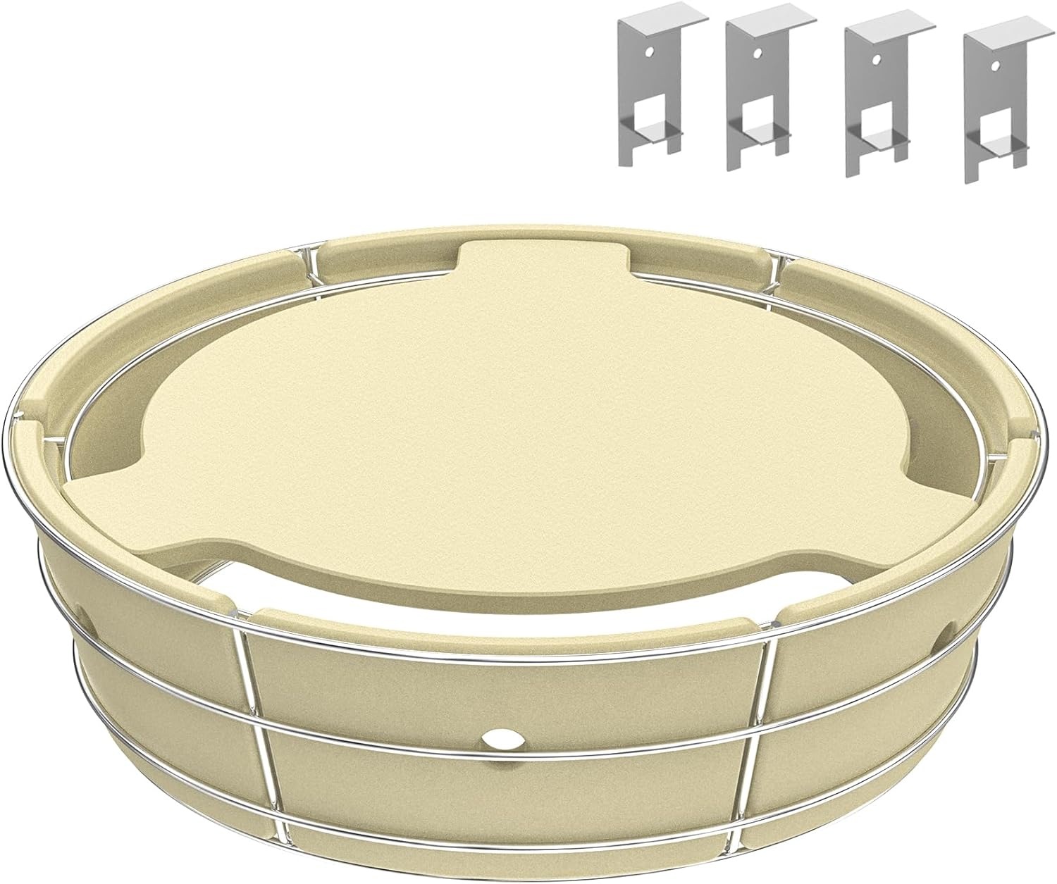 Charkettle Charcoal Firebox Kit, Ceramic Basket with Heat Deflector Compatible with Weber 22-inch Kettle Charcoal Grills