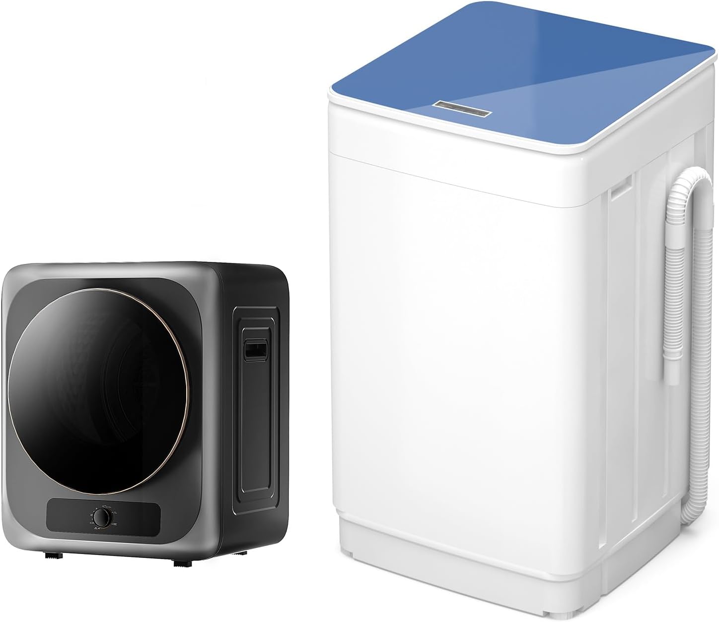 VCJ Portable Washing Machine and Dryer Set, 18lbs Fully Automatic Washer and 10lbs Portable Dryer with Stainless Steel Tub, Compact Washer and Dryer Combo for Apartment, RV, Dorm