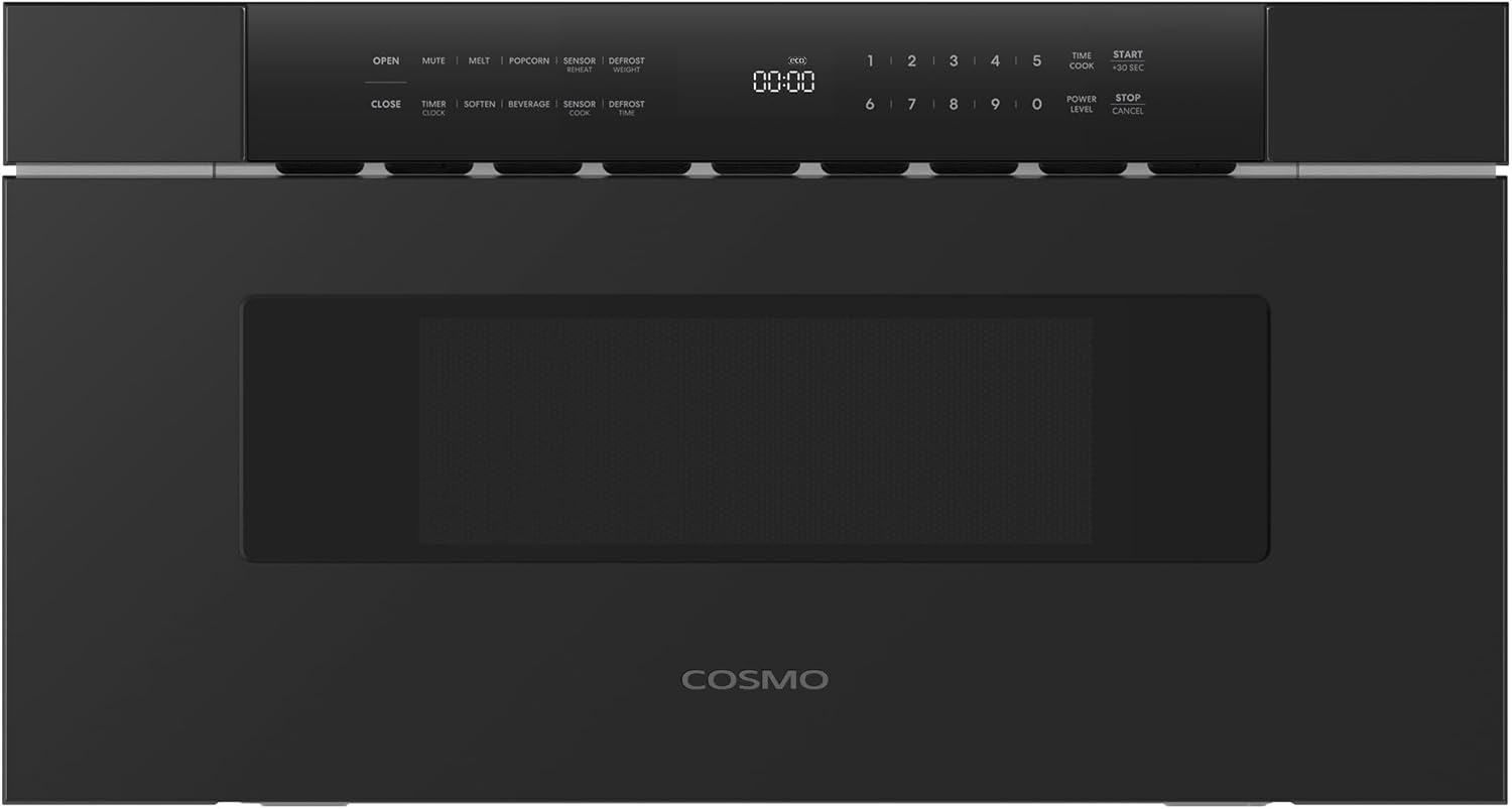 COSMO COS-MWD3012NHBK 30 in. Haven Collection 1.2 cu. ft. Built-in Microwave Drawer, Presets, Touch Controls, Defrosting Rack, Matte Black