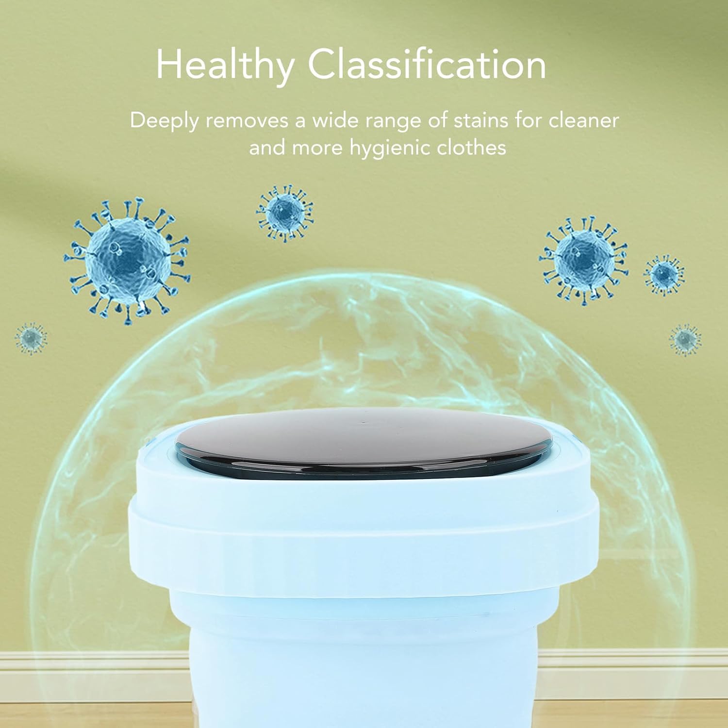 Portable Washing Machine 6L Foldable IPX4 Waterproof Mini Laundry Washer, Portable Travel Apartment Washer Mini Foldable Washer (US Plug)(Blue)