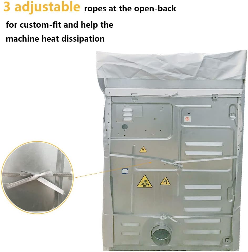 2Pack Washer and Dryer Covers, Portable Washer Cover with Zipper Design Dustproof & Waterproof & Anti-UV Laundry Covers, Washing Machine Cover Fit for Most Top Load Machine(Silver)