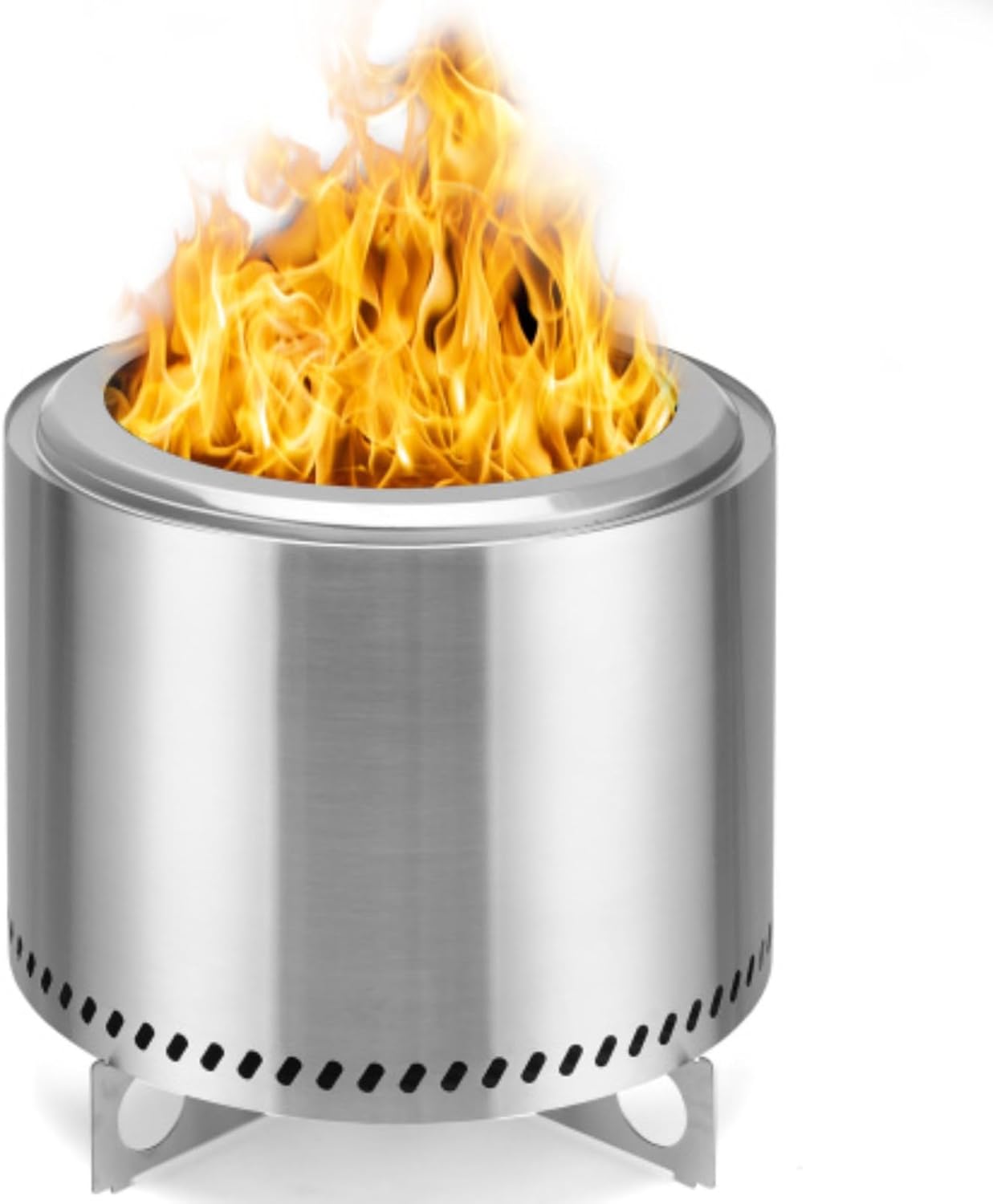 Outdoor Fire Pit, Low Smoke Portable Fire Pit, 304 Stainless Steel Tabletop Fire Pit, Wood Pellet Burning Fire Pit, Suitable for Camping, Bonfire, Suitable for Outdoor Patio Backyard, Silver