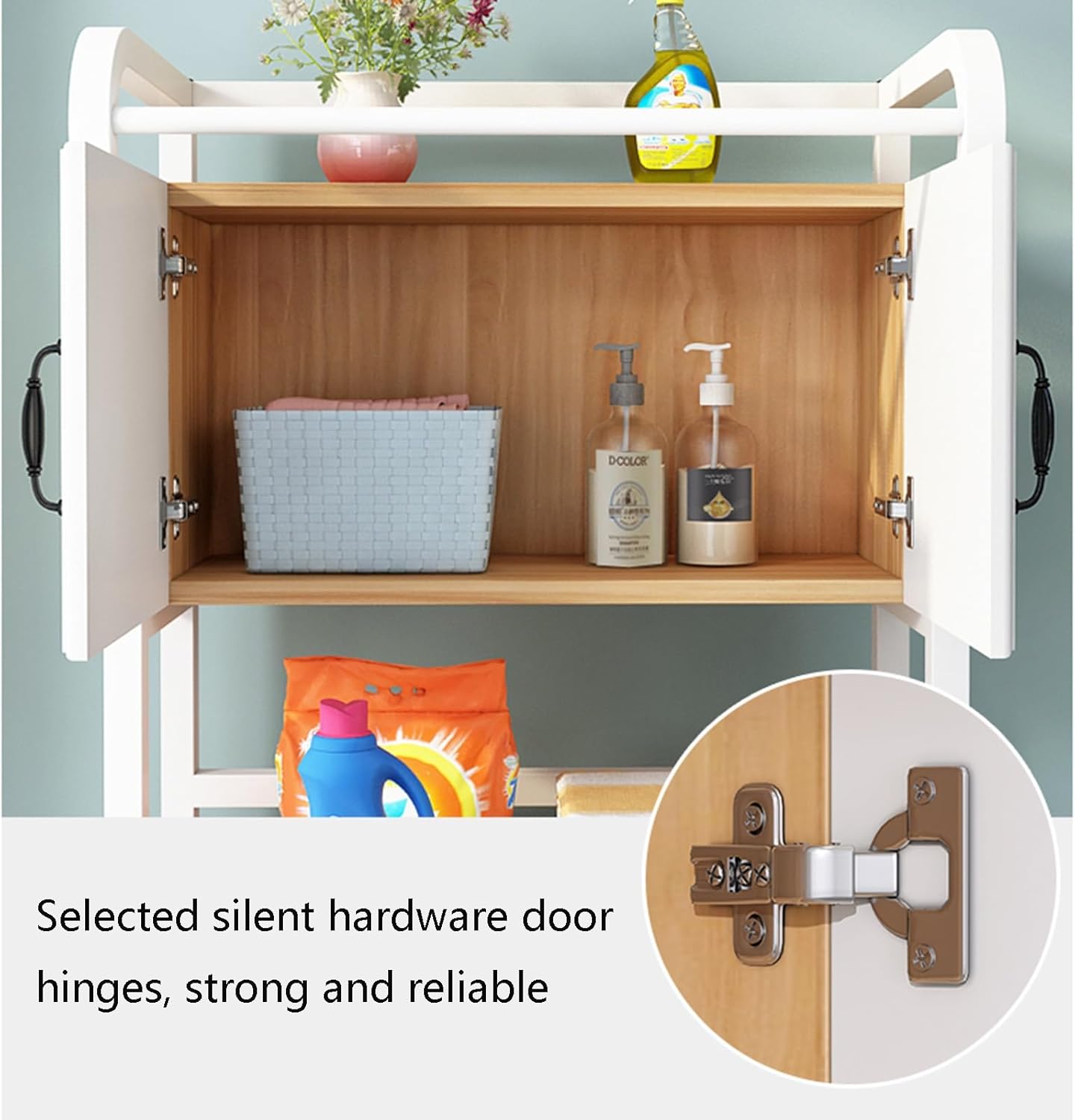 Washing Machine Dryer Storage Shelf, Laundry Room Storage Rack, Bathroom Space Balcony Storage Rack, Load Capacity 500 Catties (Color : Black) (White)