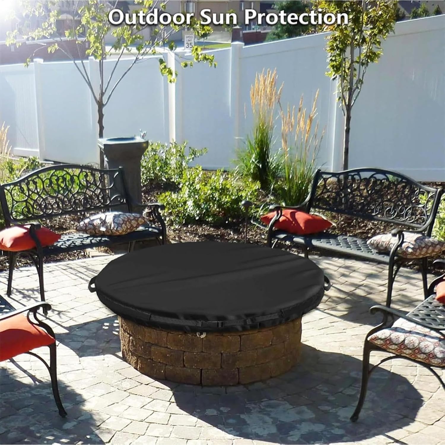 Fire Table Covers, Outdoor Firepit Cover, Waterproof Patio Cover, Outdoor Fireplace Cover, Firepit Cover, 600D Oxford Cover, Adjustable Buckle Cover, Heavy Duty Firepit Cover, In-Ground Firepit Cover