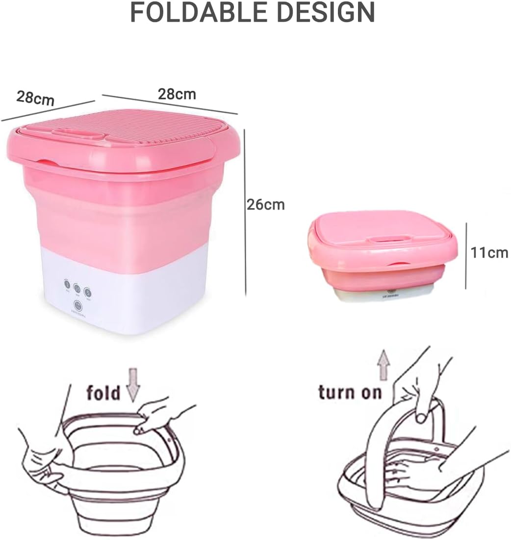 Portable Mini Washing Machine with Drainage Basket Foldable Washing Machine Half Automatic Small Washer with Washboard for Laundry for Apartment Dorm Camping or RV