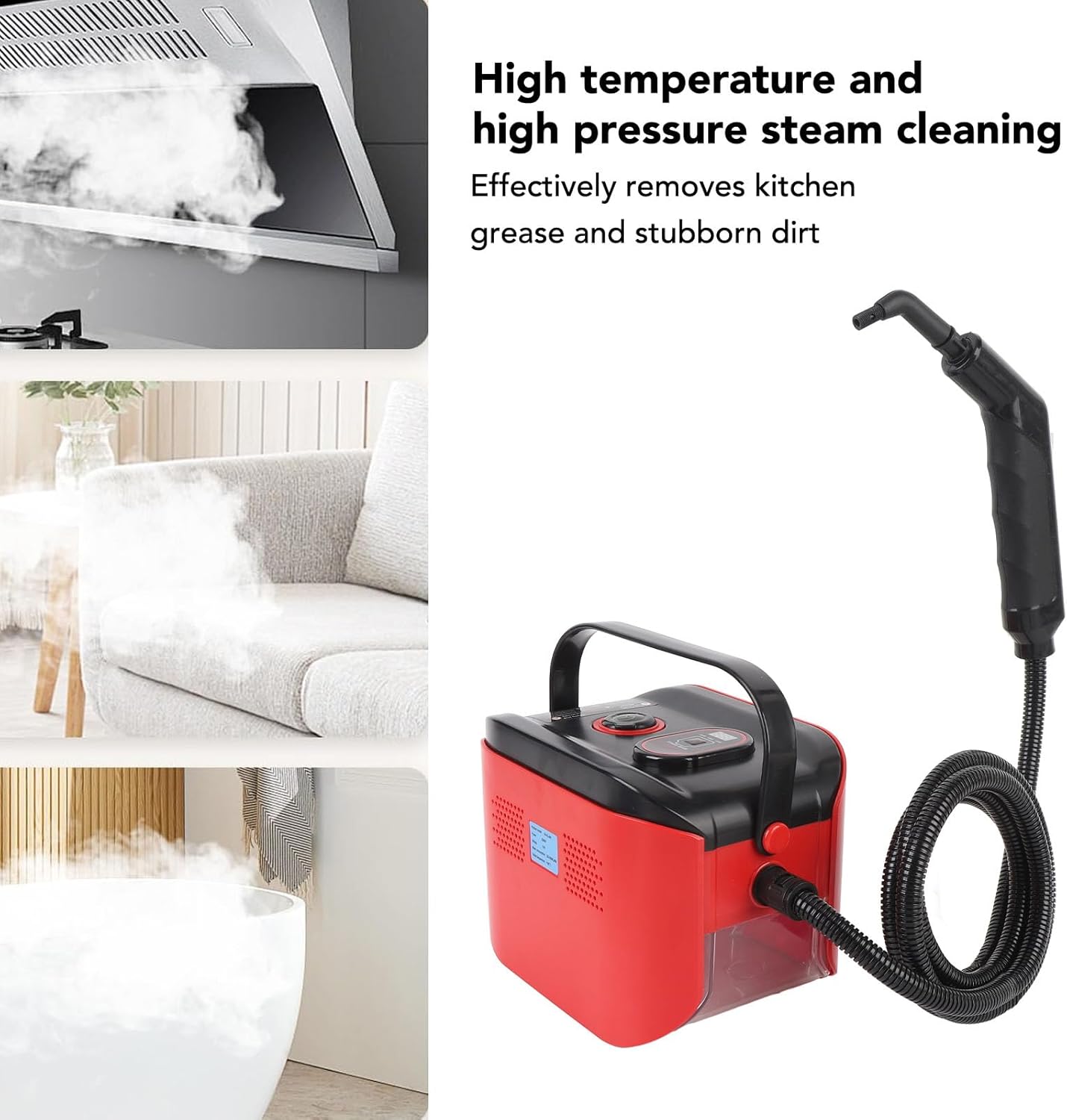 Handheld Steam Cleaner, Portable Pressurized Steam Cleaner, High Temperature Steamer Cleaning Machine For Home Car Detailing Kitchen Bathroom Floor Grout Furniture Tile (US Plug
