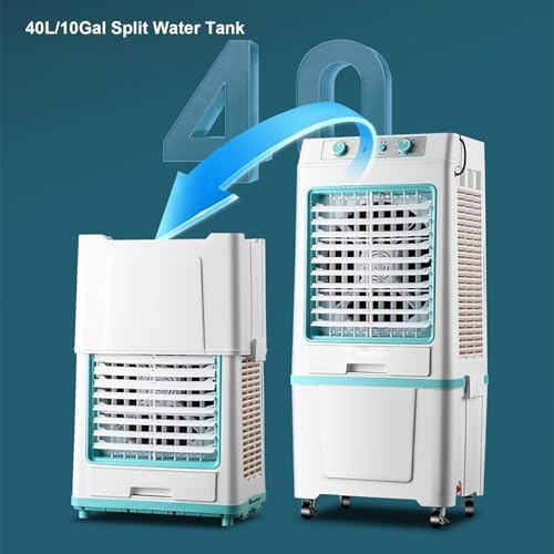 4000CFM Portable Air Conditioner, 3-In-1 Evaporative Air Cooler 40L Tank, 4 Ice Packs, 3 Modes & 3 Speeds, Swamp Cooler Fan, No Hose Needed, 43in