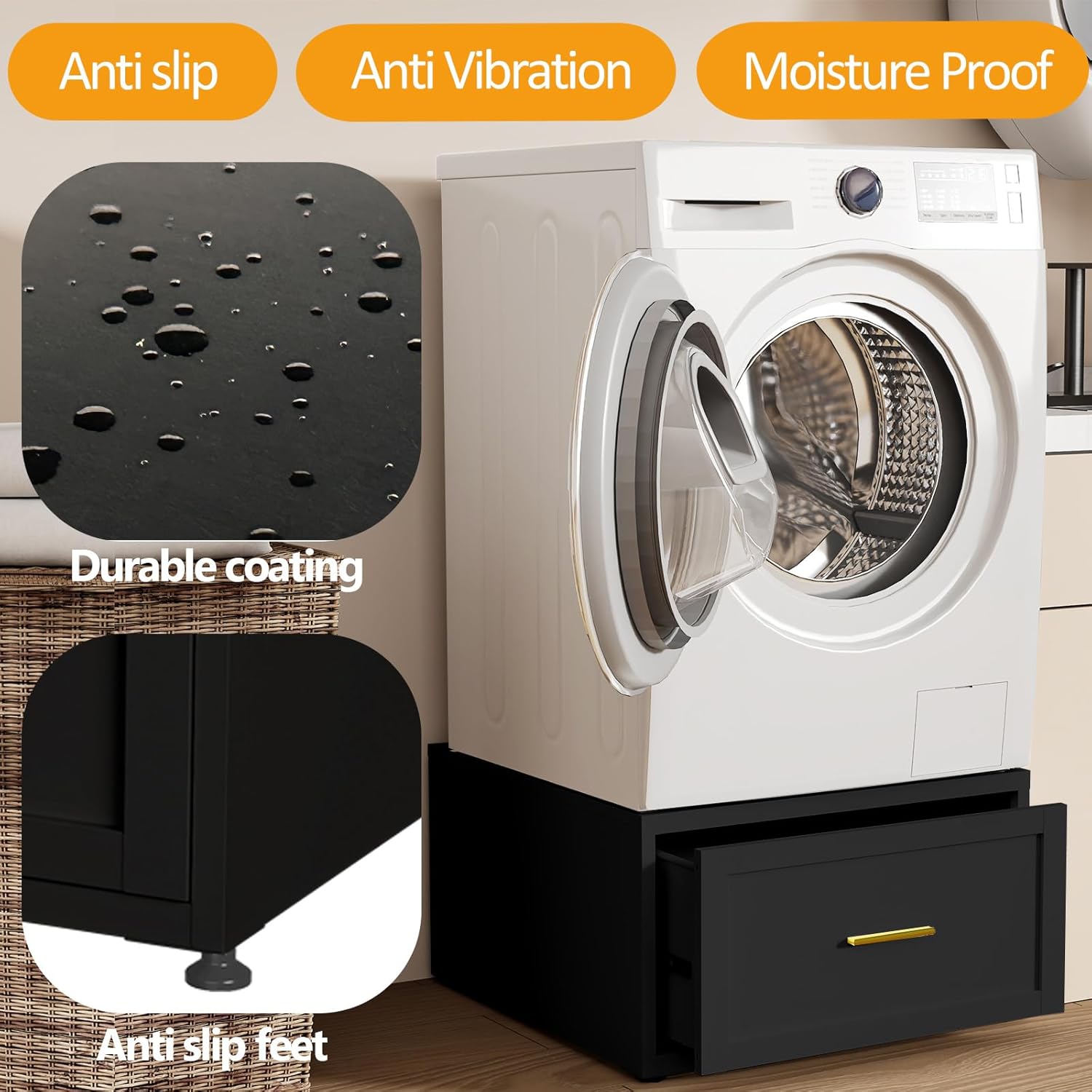 Laundry Pedestal Heavy Duty Metal Washer and Dryer Pedestals, 16