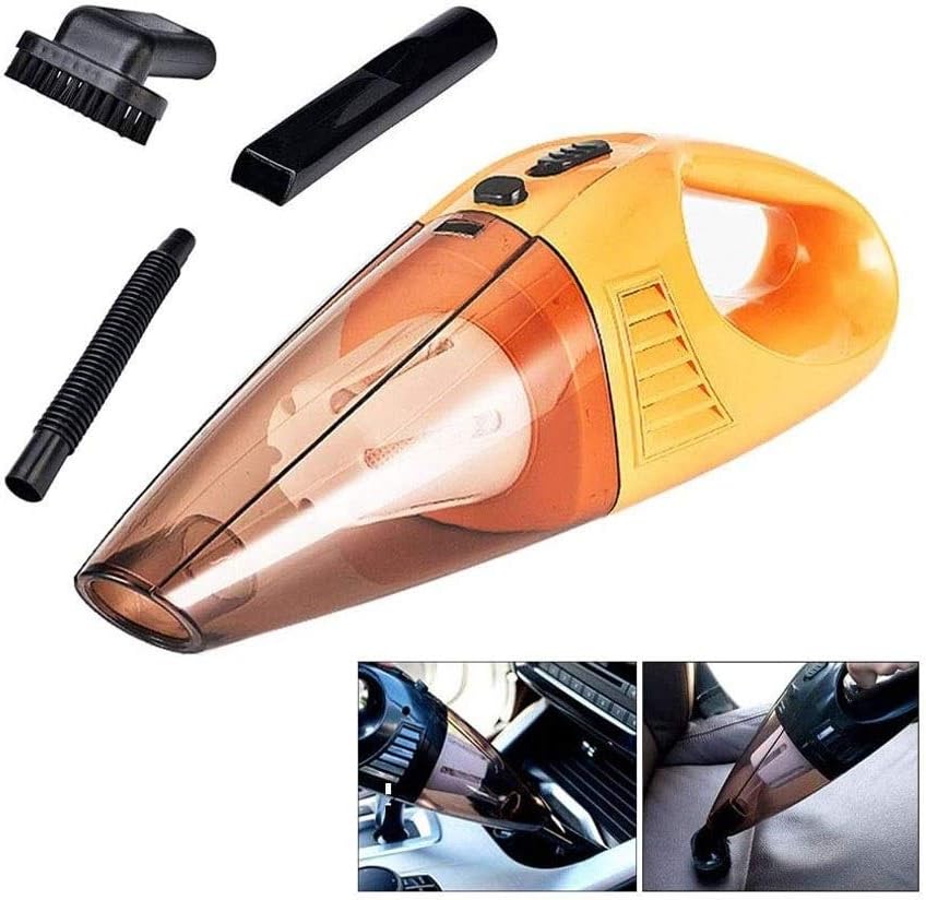 Handheld Vacuum Cordless,Car Strong Suction DC 12V Wet Dry Handheld Portable Pet Hair Cleaner(Orange)