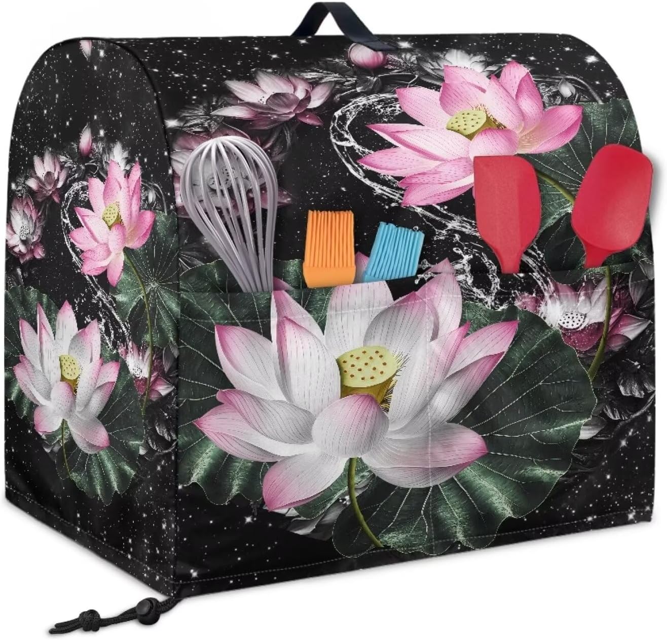 Stand Mixer Cover with Organizer Bags, Lotus Large Mixer Accessories Stand Mixer Dust Cover Kitchen Decorations Mixer Cover Blender Cover Fashion Decorations