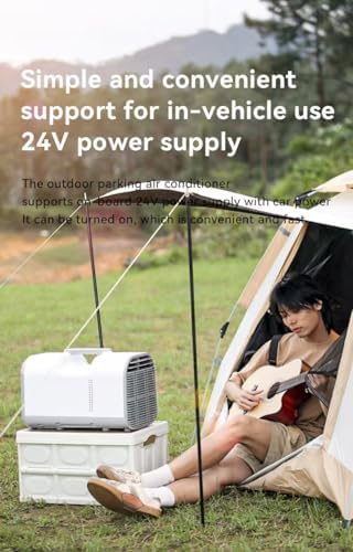 Portable Camping Air Conditioner For Tent Outdoor and Indoor Use,4750 BTU 3-Speed with Auto mode, sleep mode,24H Timer, Compatible with AC/DC 24V, for Camping, RV,Truck,Van,Office,Pet room,White