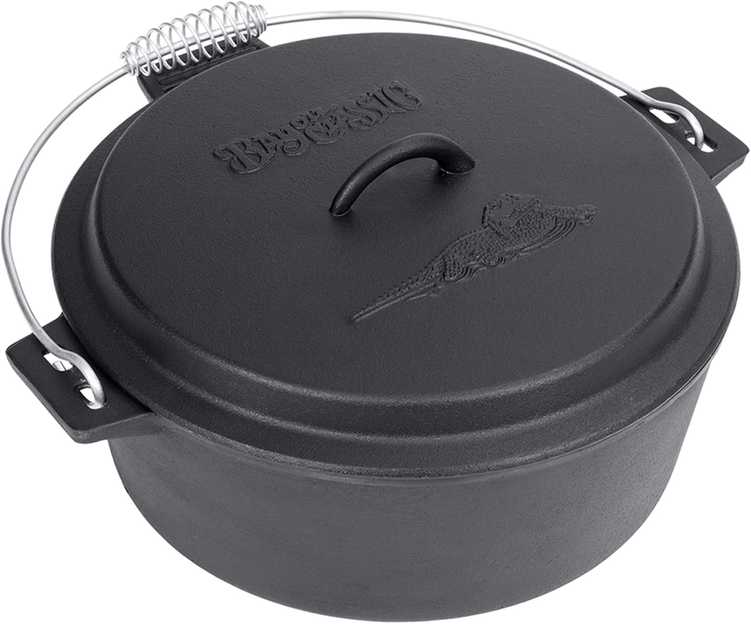 Bayou Classic 10-qt Pre-Seasoned Cast Iron Chicken Fryer Features Cast Iron Domed Lid Cool Touch Coil Handle Perfect for Frying Chicken & Fish Slow Simmering Batches of Chili Stew and Jambalaya
