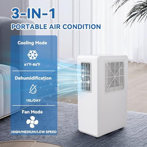Portable Air Conditioner, 1800 BTU for Rooms, Quiet Operation Bedroom Air Cooler with Sleep Mode and Remote Control, Low power consumption