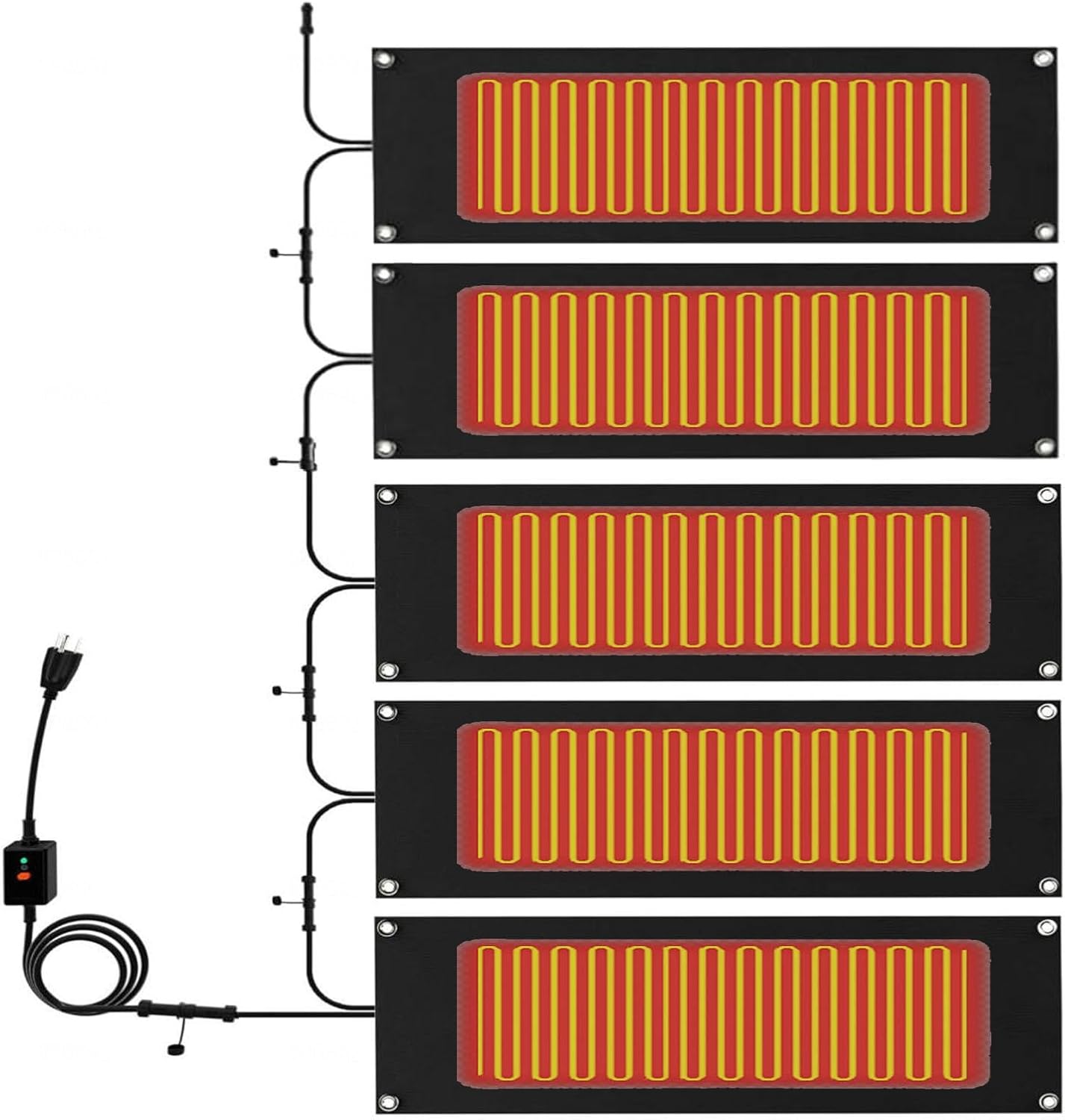 Snow Melting Mats Outdoor New Model Waterproof Anti Slip Design,with Power Cord Snow Melting Pads Rapid Heating and Constant Temperature, for Stairs Doorways Staircases,5Pcs