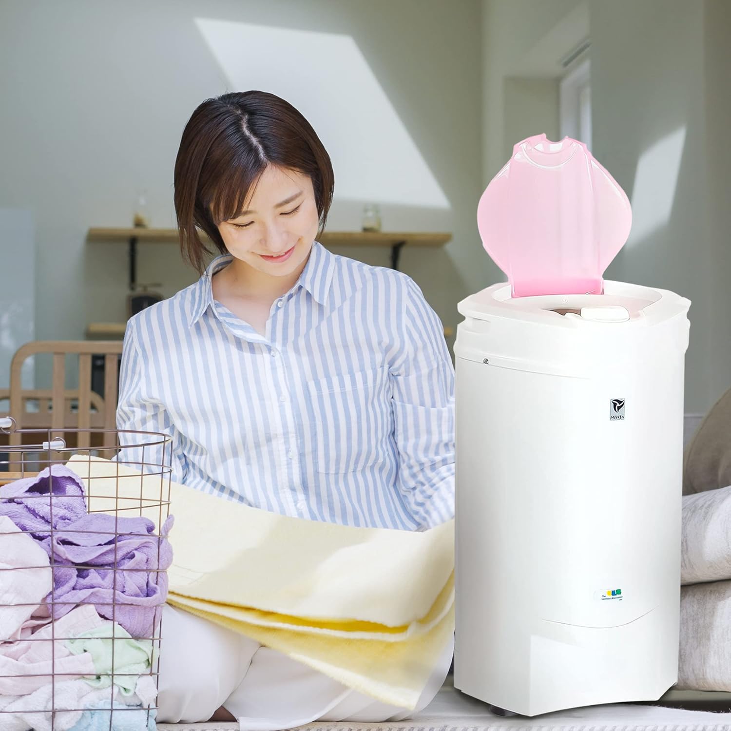 Ninja Spin Dryer - Portable Clothes Dryer with 3200 RPM & High Tech Suspension System - Perfect for Apartments & RV Travel - Rose