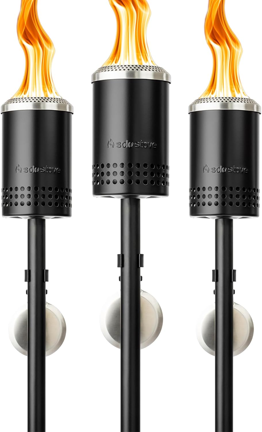 Solo Stove Mesa Torch, 3 Pack | Backyard Torches for Outside, 5 hr Burn Time, Cold-Rolled Steel, Incl. 3 Torches, 3 Ground Stakes, 3 Fuel Funnels, 9 Wicks, Adjustable Height: 37.75-52.5 in