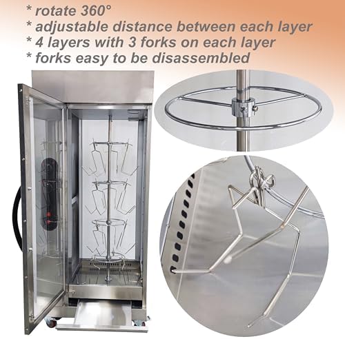 TECHTONGDA Gas Convection Toaster Ovens Commercial Automatic Rotary Grill Air Fryer Chicken 4 Layer Stainless Steel