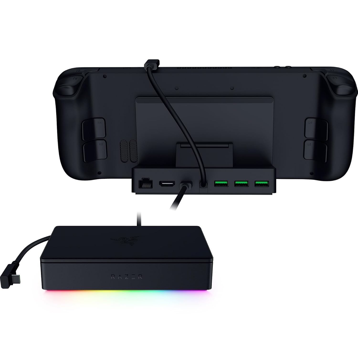 Razer Handheld Dock Chroma: Charging Hub & Expand Connectivity for Mobile Gaming & Tablets - iPhone 16, Steam Deck, ROG Ally, Switch & More - USB C, USB A (3), HDMI, GbE - 100W Power Passthrough