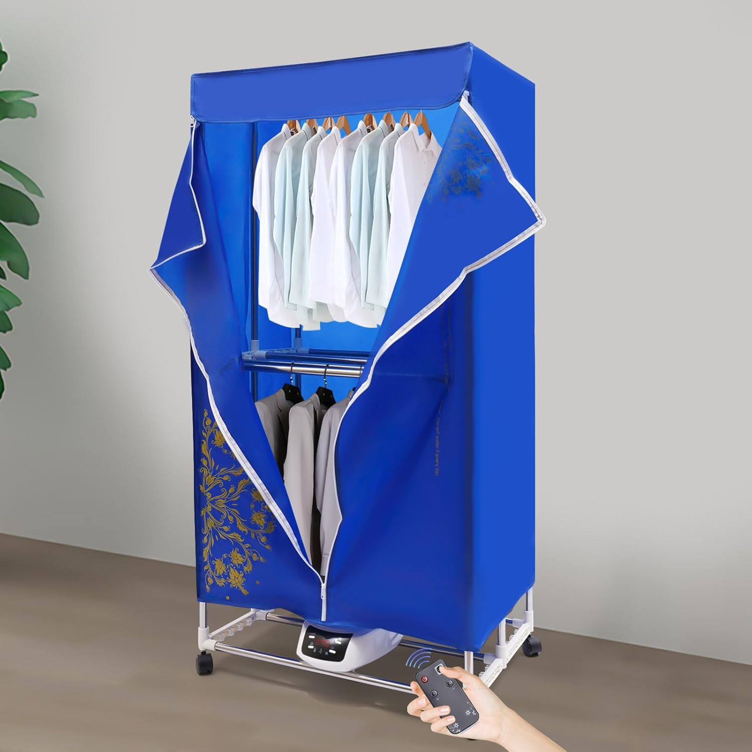 Portable Dryer,110V 1500W Mini Electric Clothes Dryer Machine with Timer and Fabric Cover, Stackable Double Layers Clothes Drying Rack for Apartments, Home, RV, Laundry