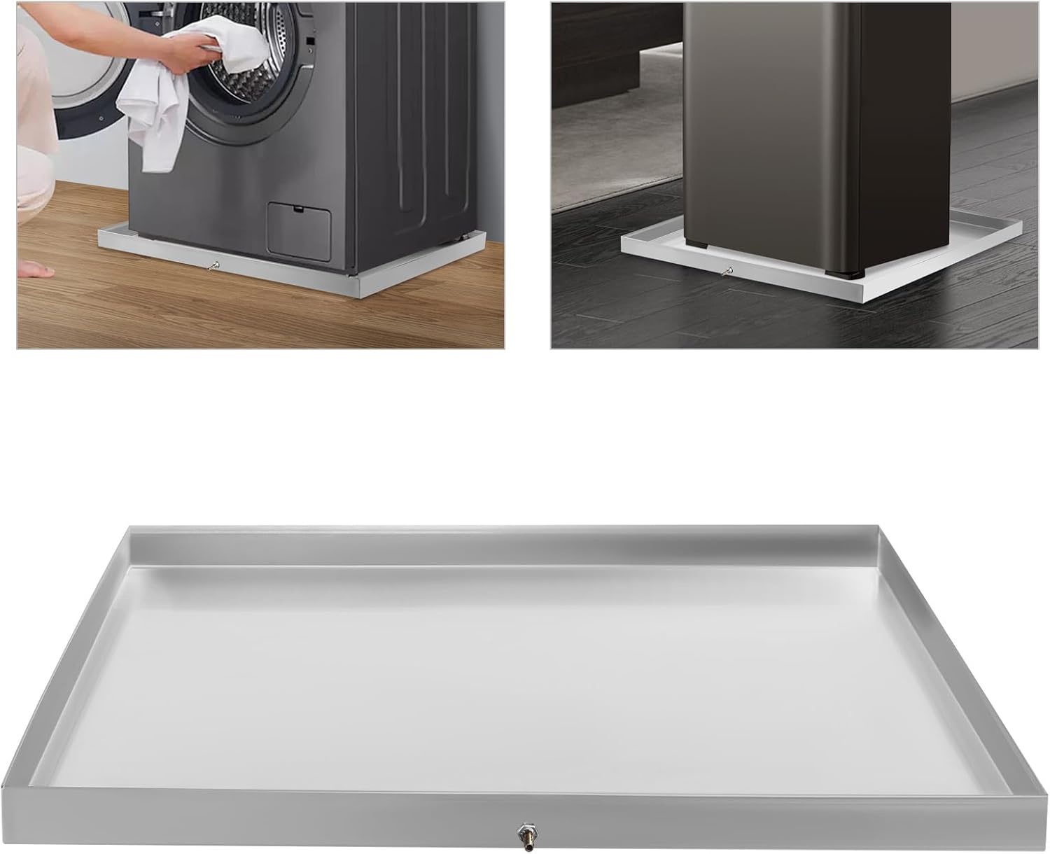 Washing Machine Pan Heavy Duty Washer Machine Drain Pan Drip Tray Catch Under Washer Machine Drip Pan for Washers Dryers Dishwashers Refrigerators Stainless Steel Fine 27